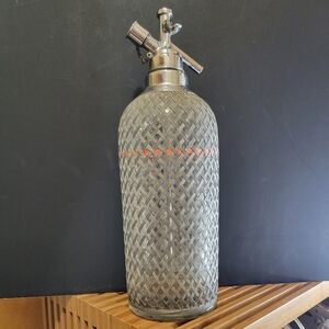 Vtg Macy's Senior Soda Syphon Seltzer Bottle with Czechoslovakia Glass